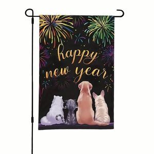 Happy New Year Pet Garden Flag Dog Cat Holiday Fireworks Home Decor Brand New